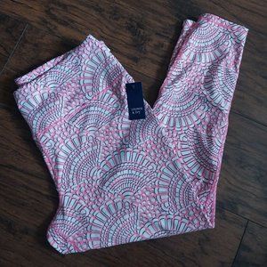 NWT Crown & Ivy Pink Shell Design Sport Workout Legging Sz XL